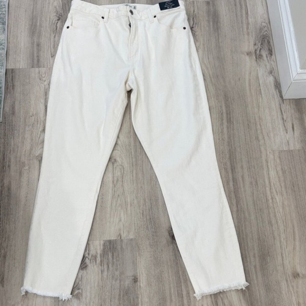Abercrombie & Fitch mid rise super skinny ANKLE White Jeans size 32 NWT STRETCH - Picture 2 of 11
